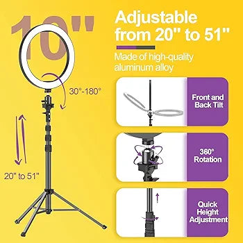 EMART 10" Ring Light with 55" Extendable Tripod