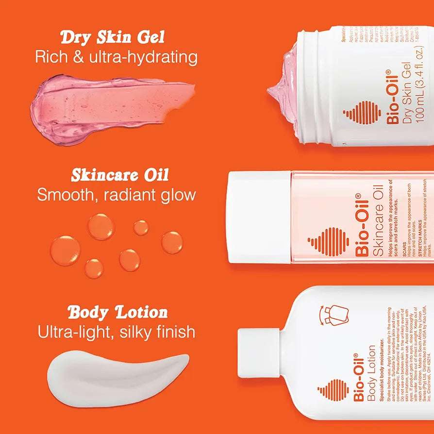 Bio-Oil Skincare Body Oil Serum for Scars and Stretch Marks, Body and Face Moisturizer, Dermatologist Recommended, Non-Comedogenic Pack of 3