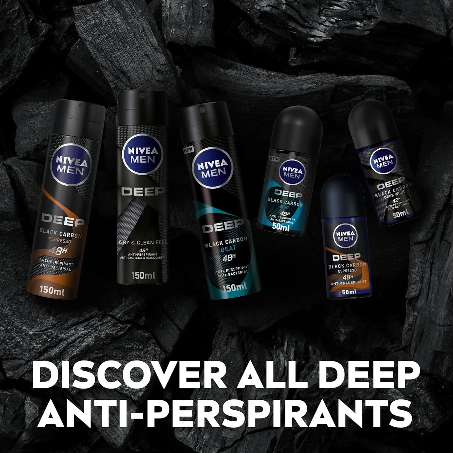 NIVEA MEN Antiperspirant Spray for Men, DEEP Black Carbon Antibacterial