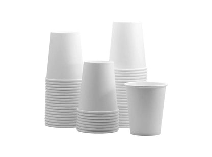 Disposable White Paper  For Hot Coffee Cups 8oz 100 Pcs