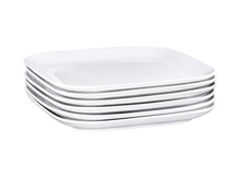 Bruntmor 10"  White Square  Dinner Plates 6Pcs