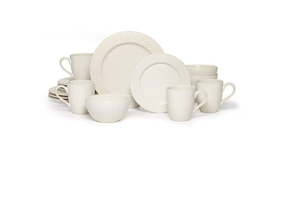 Mikasa Gourmet Basics Hayes Dinner Off-White Dinner Plates 16 Pcs