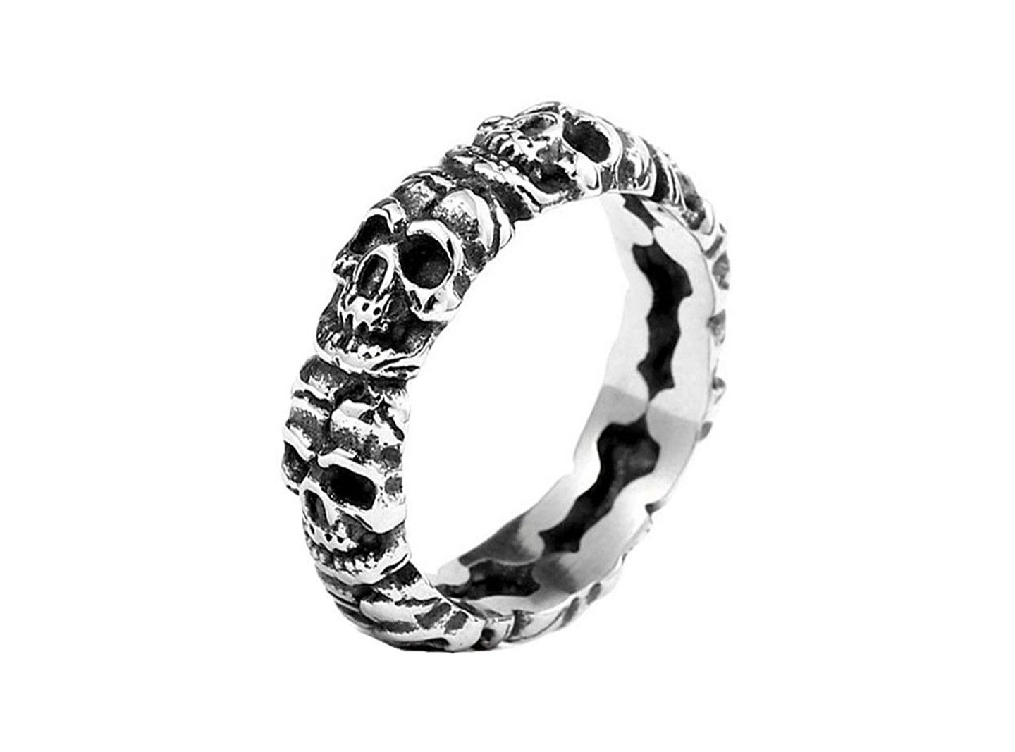 ZMY Mens Fashion Jewelry Rings, 316L Stainless Steel Punk Skull Circle Ring