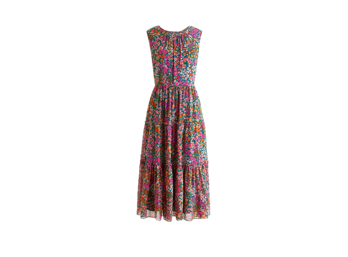 Tiered Midi Dress in Micro Meadow Print