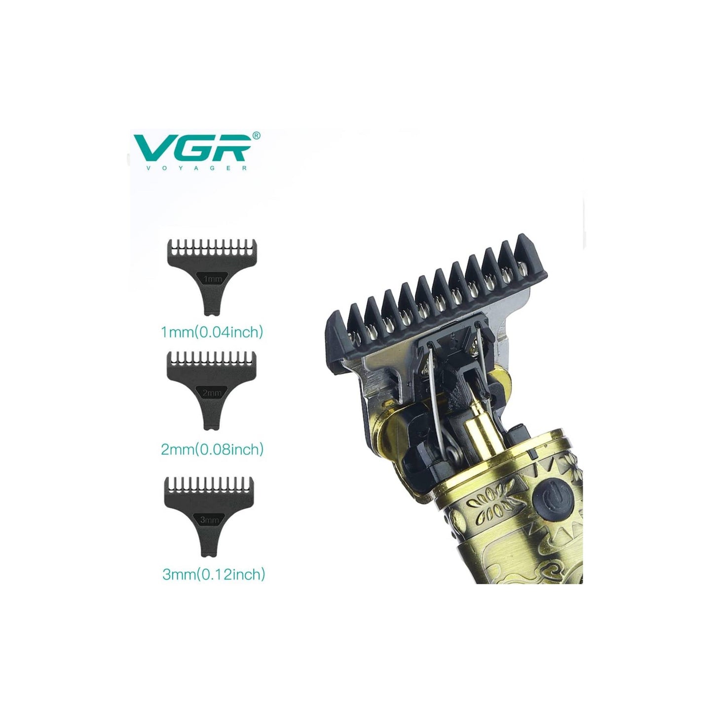 VGR Rechargeable Hair Clippers with Zero Gapped Baldheaded T-Blade, V-085