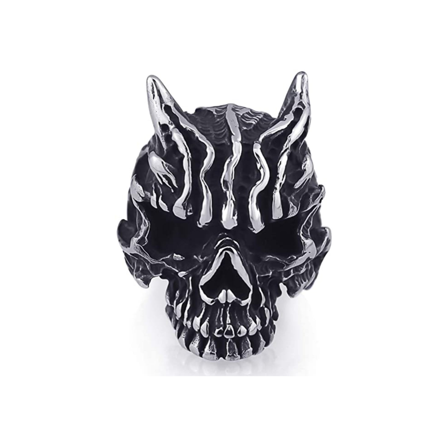 Elfasio Mens Stainless Steel Ring Demon Skull