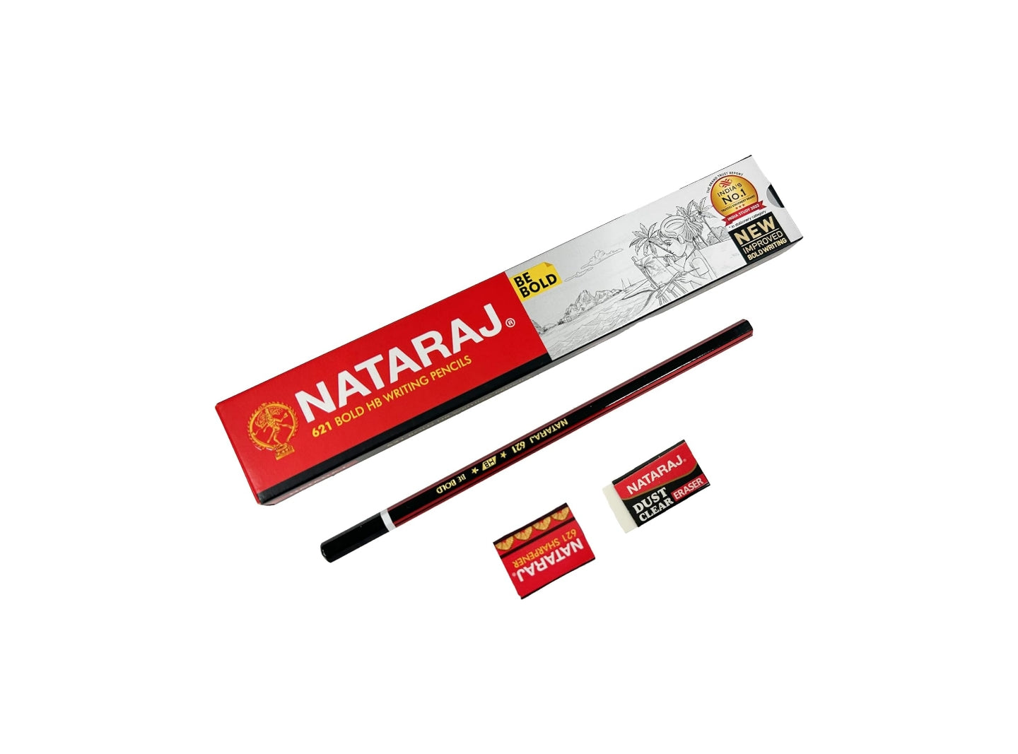 Nataraj 12 Pencils 621 with Rubber & Sharpener