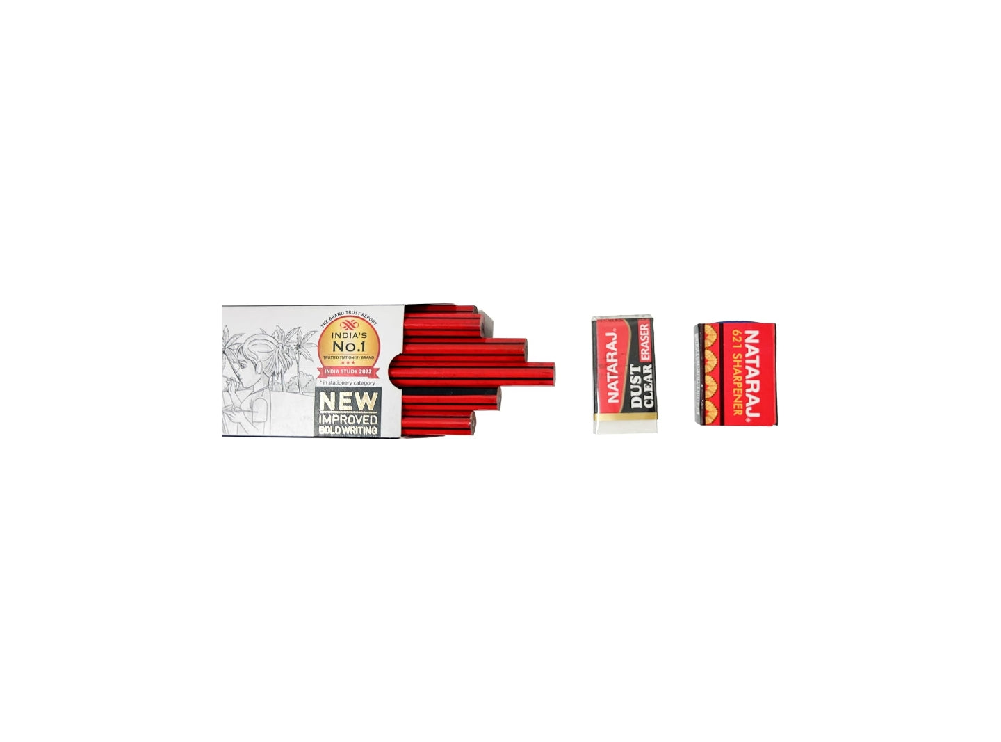 Nataraj 12 Pencils 621 with Rubber & Sharpener