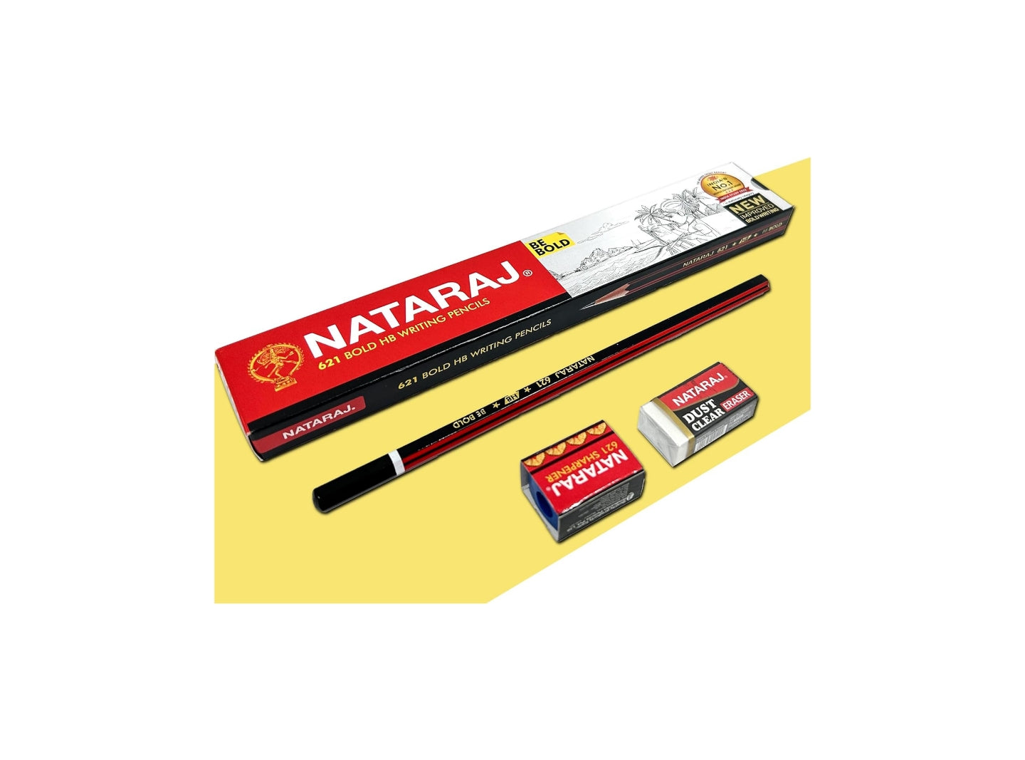 Nataraj 12 Pencils 621 with Rubber & Sharpener