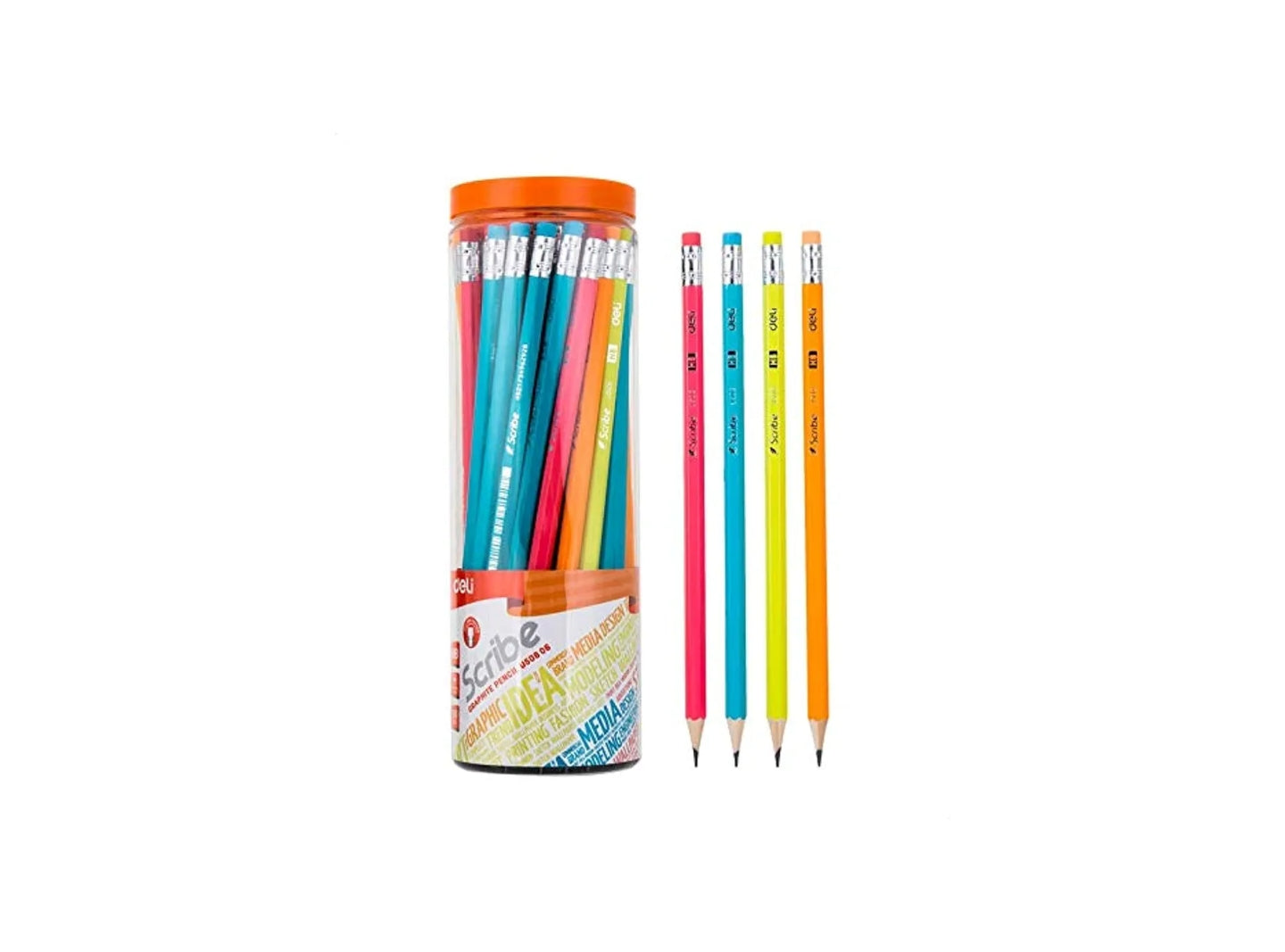 Deli Graphite HB Pencil With Rubber 50-pieces