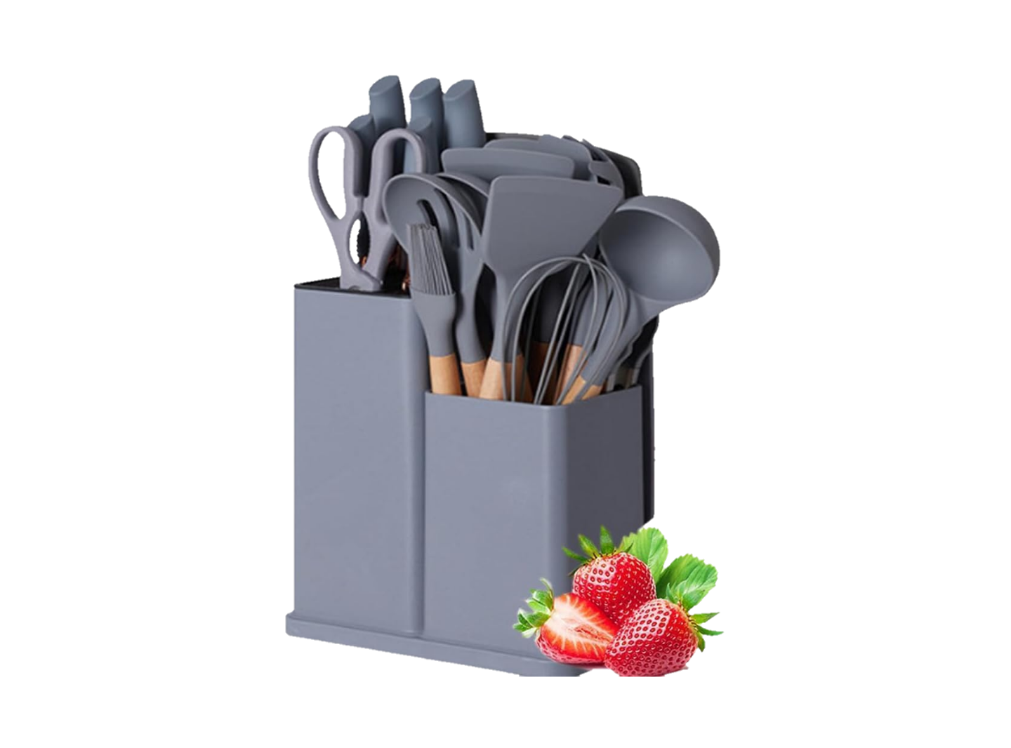 SATTAR Pink 19 Pieces Heat Resistant Utensils Set with 11 Pieces Spatula Cooking Utensils, Silicone Utensils 6 Piece Sharp Knives