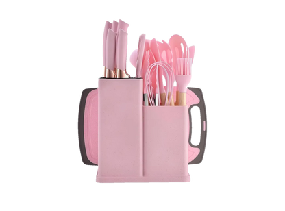 SATTAR 19 Pieces Heat Resistant Utensils Set with 11 Pieces Spatula Cooking Utensils, Silicone Utensils 6 Piece Sharp Knives