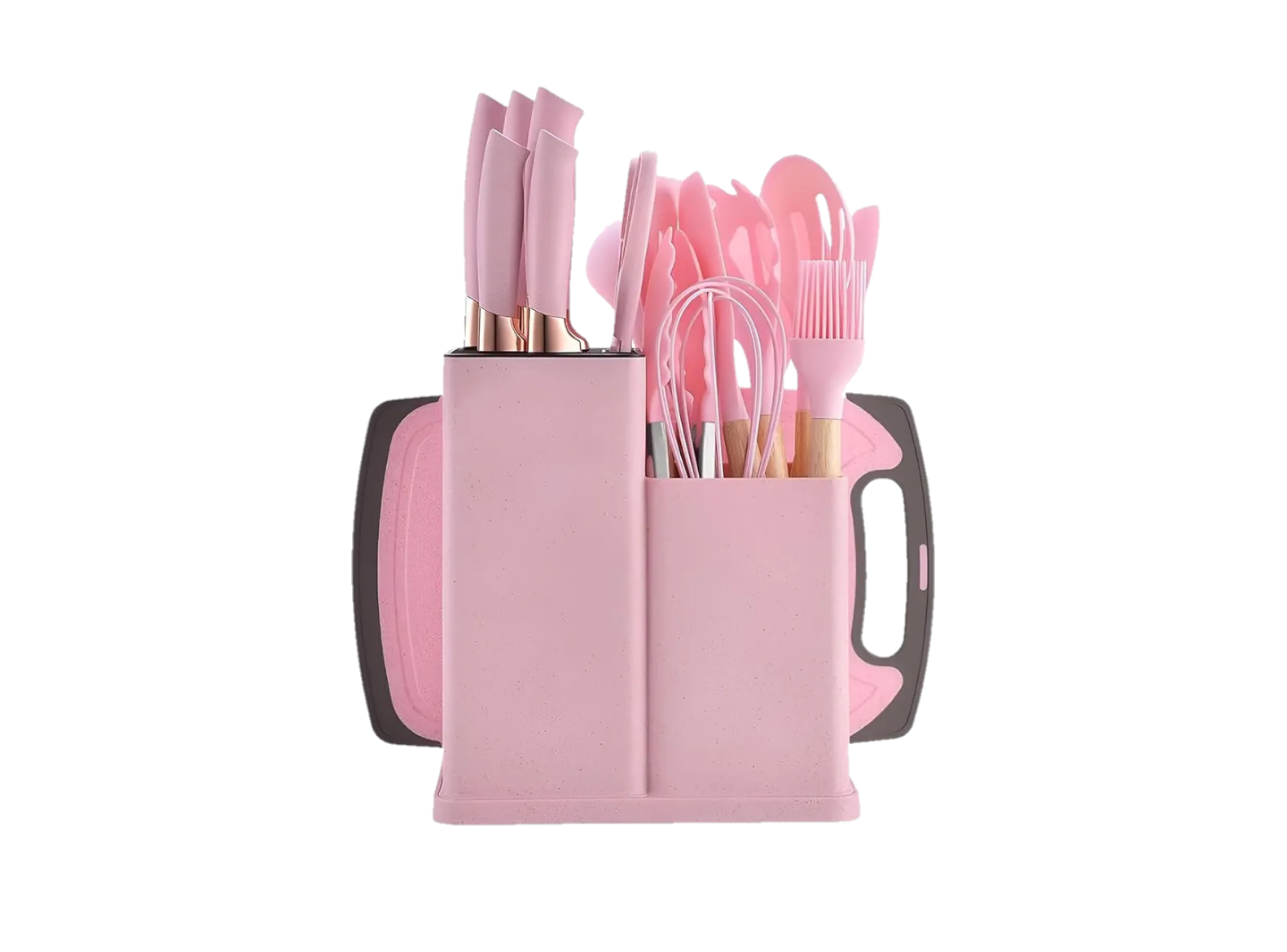 SATTAR Pink 19 Pieces Heat Resistant Utensils Set with 11 Pieces Spatula Cooking Utensils, Silicone Utensils 6 Piece Sharp Knives