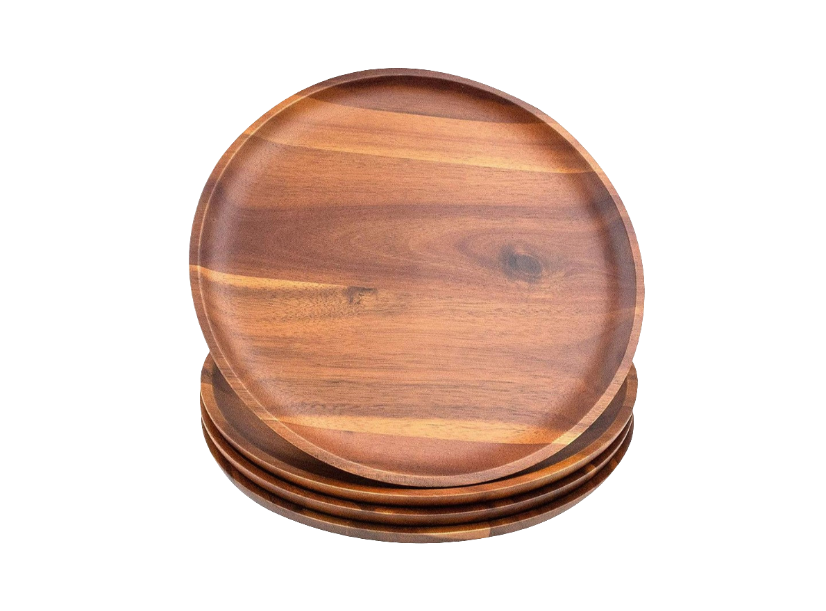 Acacia Wood Plates For Snacks-Dinner Set