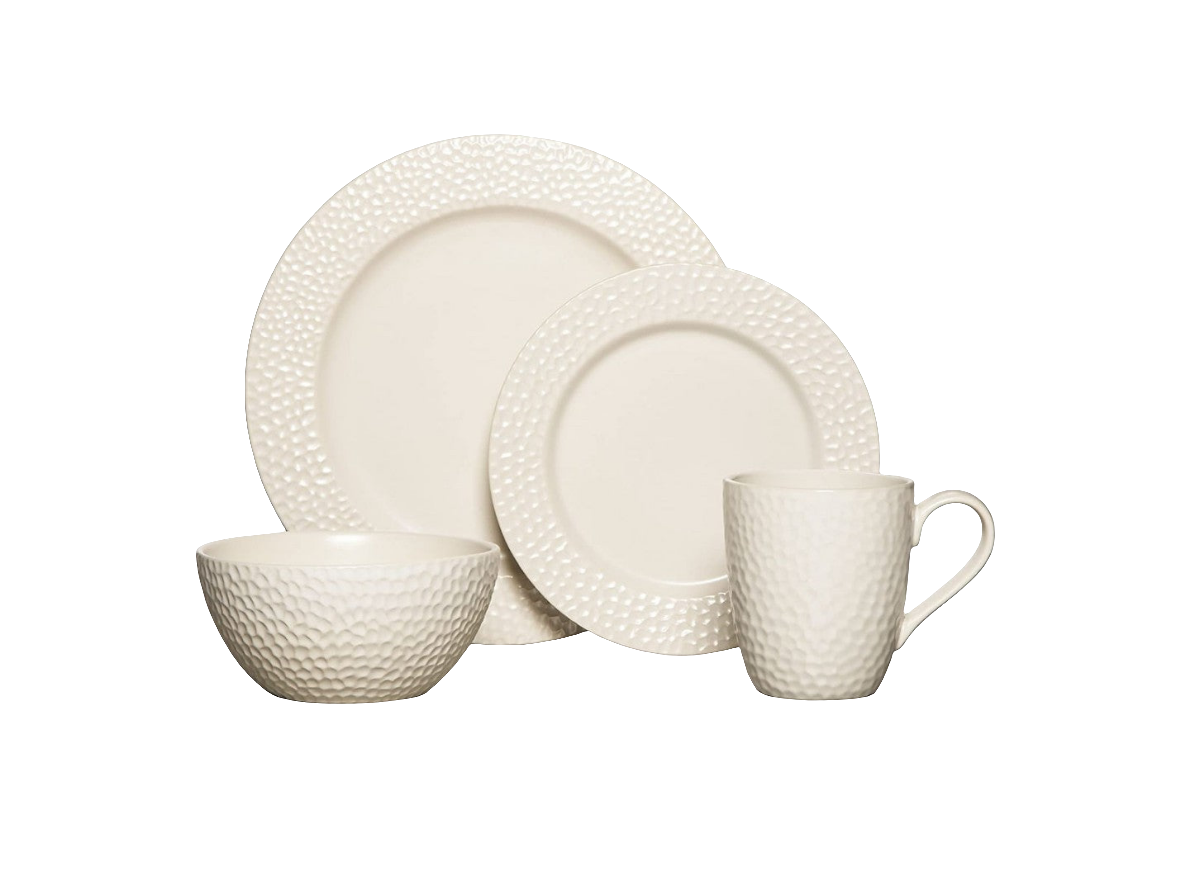 Mikasa Gourmet Basics Hayes Dinner Off-White Dinner Plates 16 Pcs