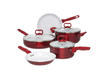 BLISS 8-PIECE COOKWARE SET – CANDY APPLE / WHITE