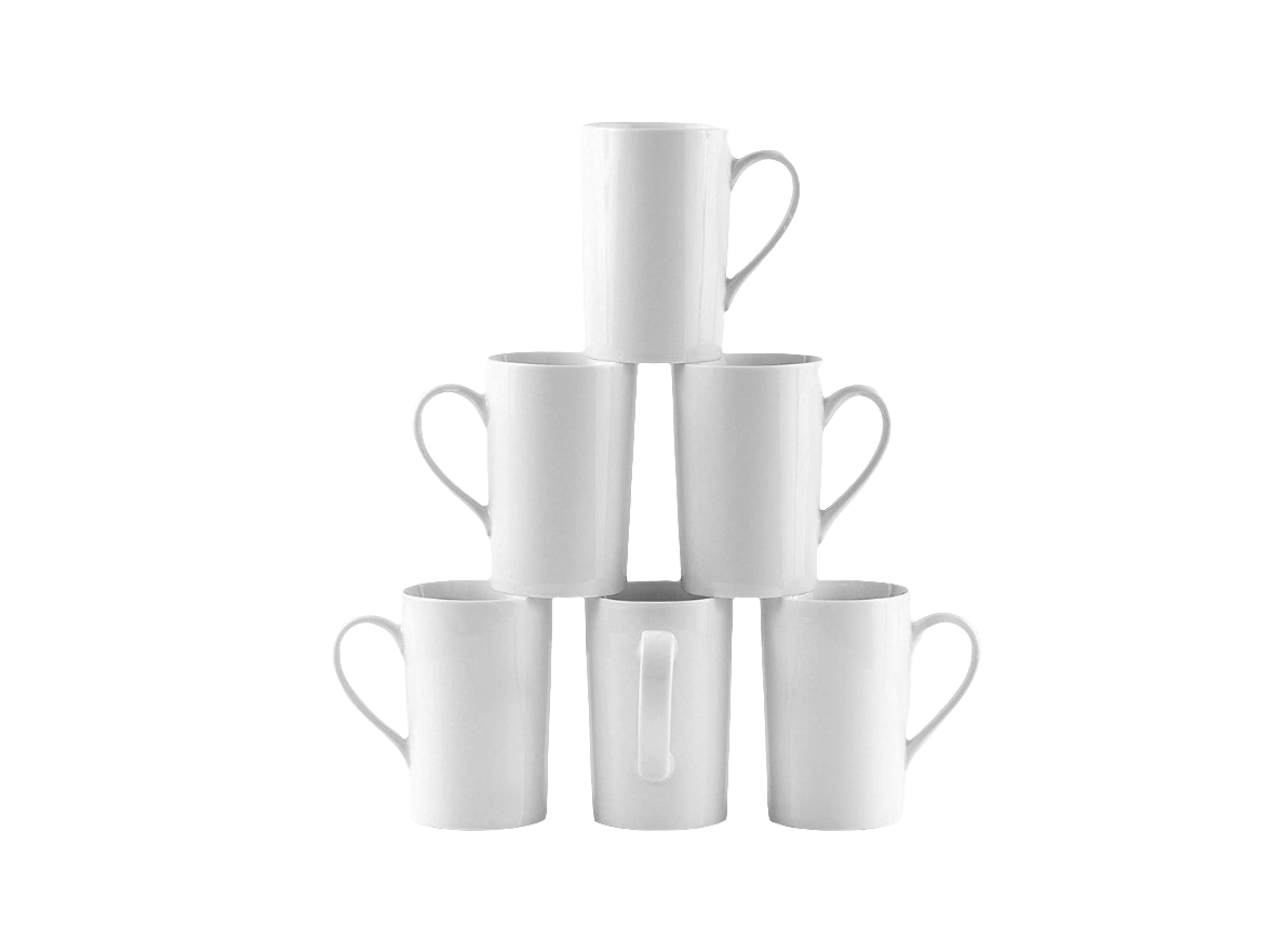 Amuse White Mugs For Hot Tea &amp; Coffee 6Pcs