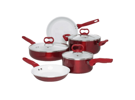 BLISS 8-PIECE COOKWARE SET – CANDY APPLE / WHITE