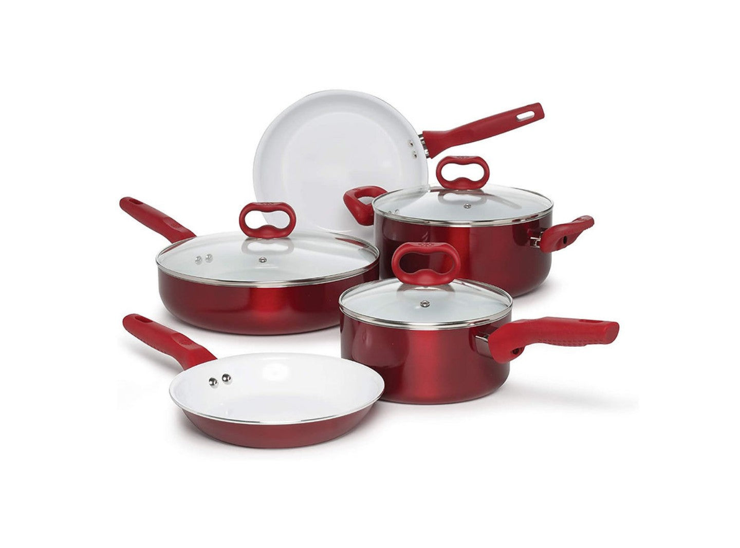 BLISS 8-PIECE COOKWARE SET – CANDY APPLE / WHITE