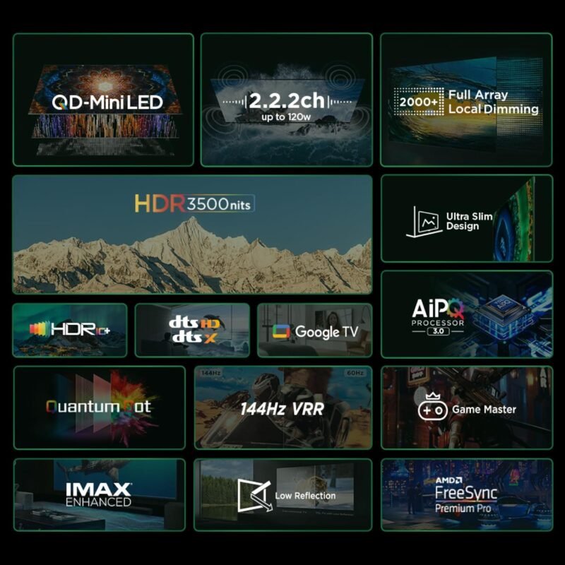 TCL television 65 Inch Smart TV 4K QD-Mini LED HDR Ultra-slim Design 65C855-2024 Model Black