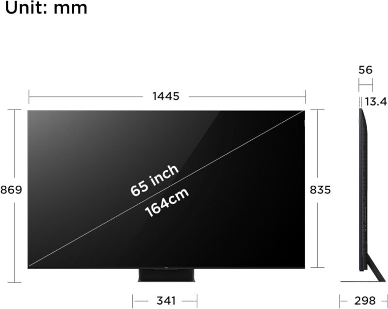 TCL television 65 Inch Smart TV 4K QD-Mini LED HDR Ultra-slim Design 65C855-2024 Model Black