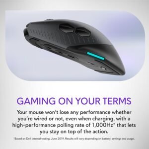 91-1.jpg Alienware Wired/Wireless Gaming Mouse AW610M - 16000 DPI Optical Sensor, 350 Hour Rechargeable Battery
