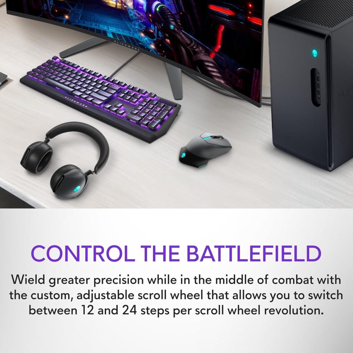 Alienware Wired/Wireless Gaming Mouse AW610M - 16000 DPI Optical Sensor, 350 Hour Rechargeable Battery - Image 4