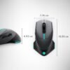 Alienware Wired/Wireless Gaming Mouse AW610M - 16000 DPI Optical Sensor, 350 Hour Rechargeable Battery