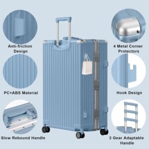 AnyZip Luggage PC+ABS 4 AnyZip Luggage PC+ABS Aluminum Frame Hard Shell Zipper-less Checked Luggage Suitcase