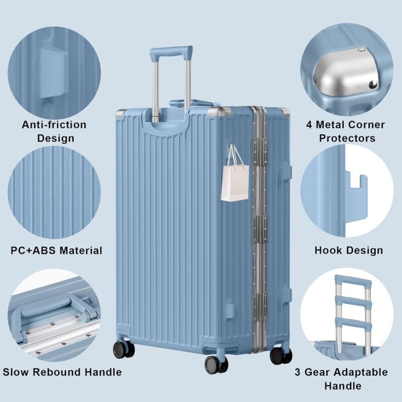 AnyZip Luggage PC+ABS 4 AnyZip Luggage PC+ABS Aluminum Frame Hard Shell Zipper-less Checked Luggage Suitcase