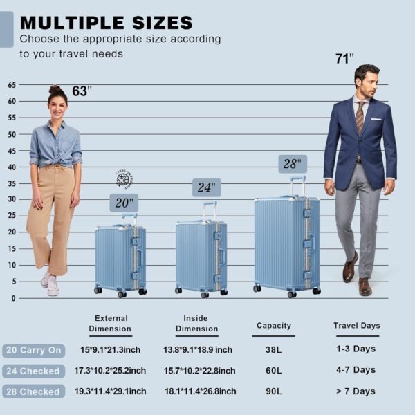 AnyZip Luggage PC+ABS Aluminum Frame Hard Shell Zipper-less Checked Luggage Suitcase