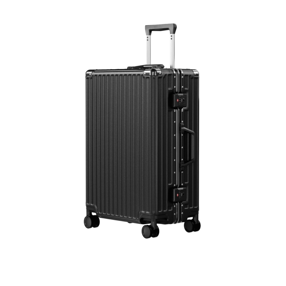AnyZip 24'' Luggage PC+ABS Aluminum Frame Hard Shell Zipper-less Checked Luggage Suitcase Black - Image 2