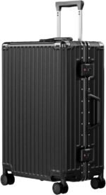 AnyZip 24'' Luggage PC+ABS Aluminum Frame Hard Shell Zipper-less Checked Luggage Suitcase Black - Image 3