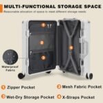 AnyZip 24'' Luggage PC+ABS Aluminum Frame Hard Shell Zipper-less Checked Luggage Suitcase Cream - Image 4