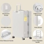 AnyZip 24'' Luggage PC+ABS Aluminum Frame Hard Shell Zipper-less Checked Luggage Suitcase Cream - Image 5