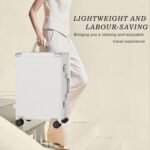 AnyZip 24'' Luggage PC+ABS Aluminum Frame Hard Shell Zipper-less Checked Luggage Suitcase Cream - Image 6