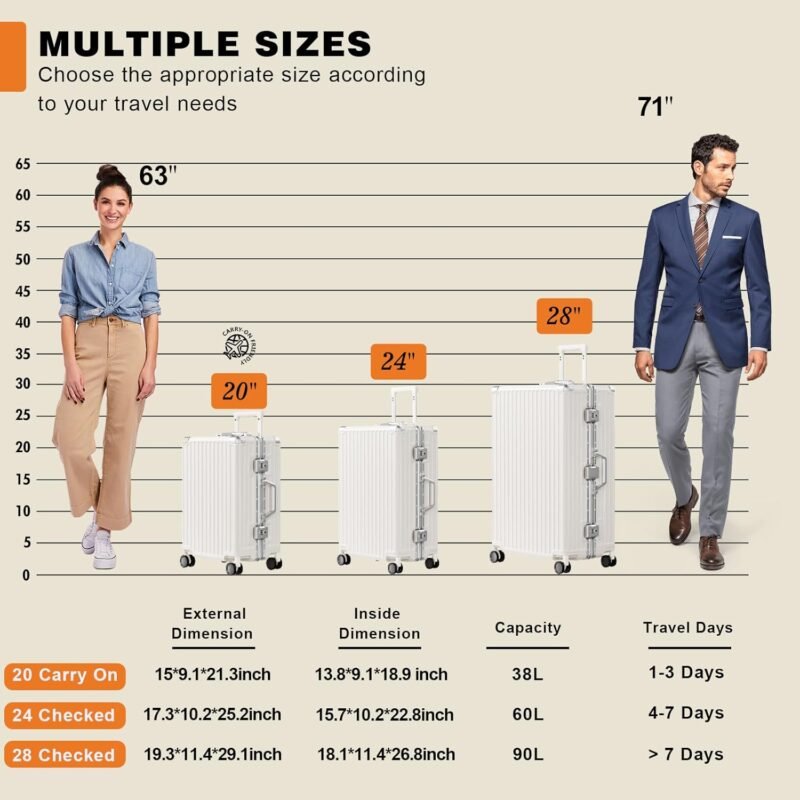 AnyZip 24'' Luggage PC+ABS Aluminum Frame Hard Shell Zipper-less Checked Luggage Suitcase Cream