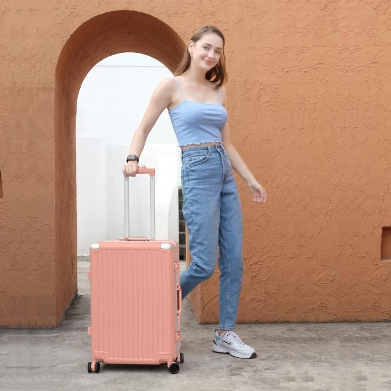 AnyZip 24'' Luggage PC+ABS Aluminum Frame Hard Shell Zipper-less Checked Luggage Suitcase