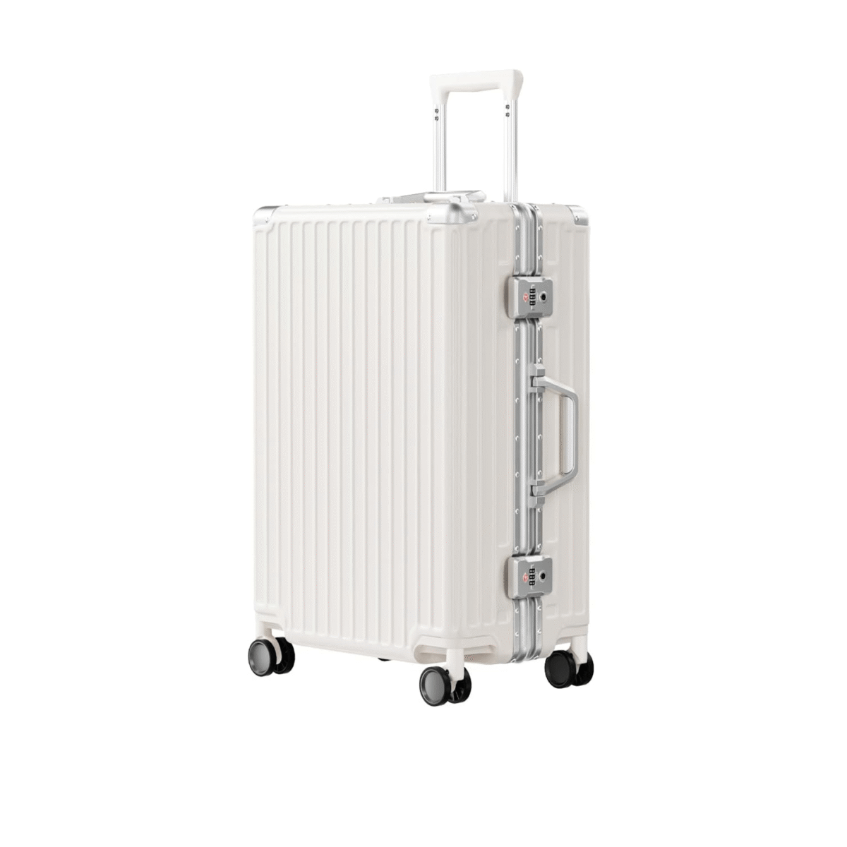 AnyZip 24'' Luggage PC+ABS Aluminum Frame Hard Shell Zipper-less Checked Luggage Suitcase Cream - Image 2