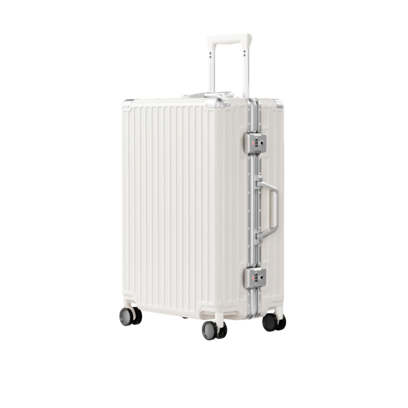AnyZip 24'' Luggage PC+ABS Aluminum Frame Hard Shell Zipper-less Checked Luggage Suitcase Cream