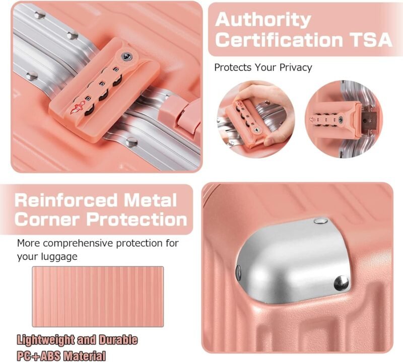 AnyZip 24'' Luggage PC+ABS Aluminum Frame Hard Shell Zipper-less Checked Luggage Suitcase