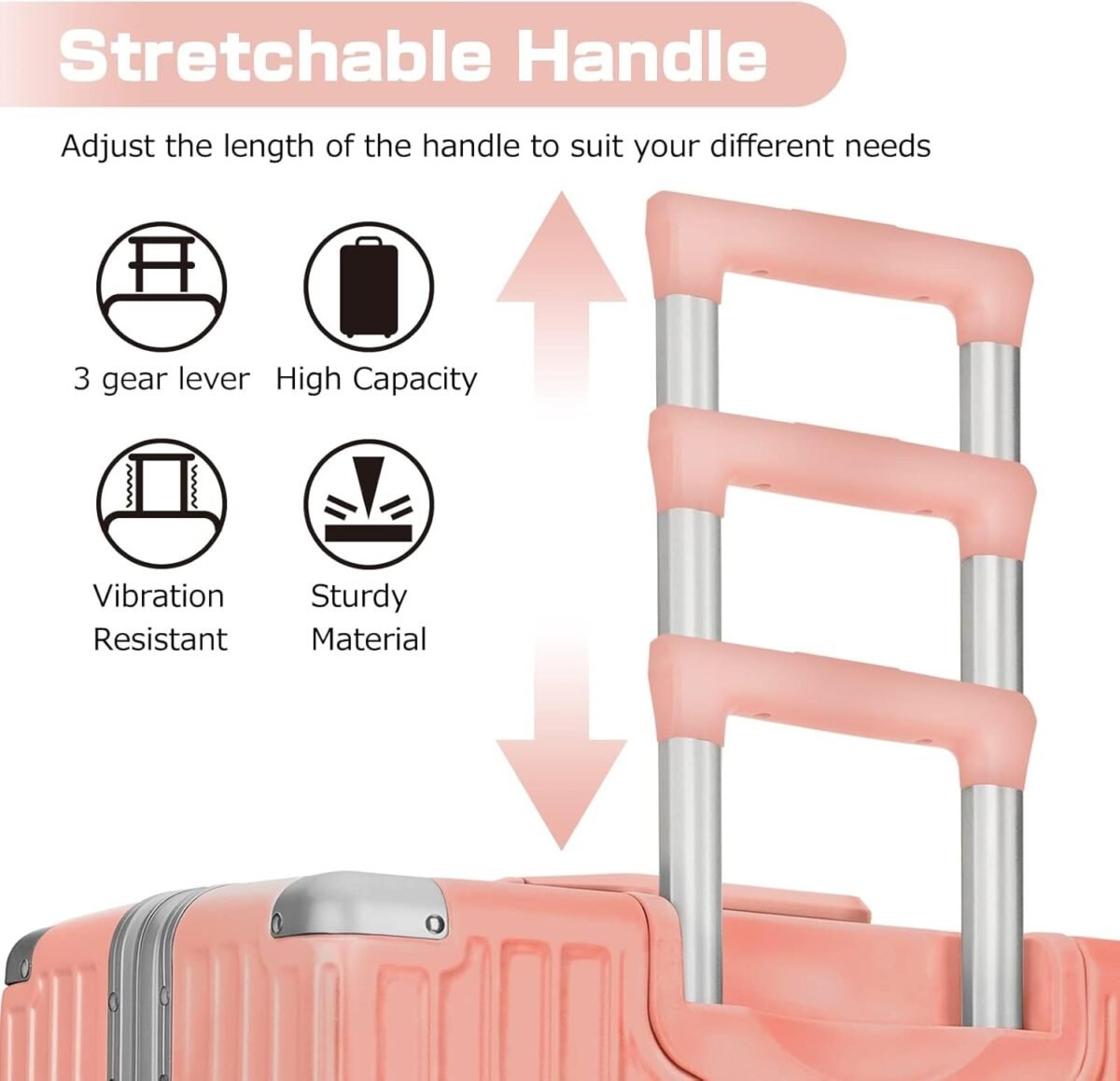 AnyZip 24'' Luggage PC+ABS Aluminum Frame Hard Shell Zipper-less Checked Luggage Suitcase - Image 3
