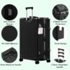 AnyZip 24'' Luggage PC+ABS Aluminum Frame Hard Shell Zipper-less Checked Luggage Suitcase Black