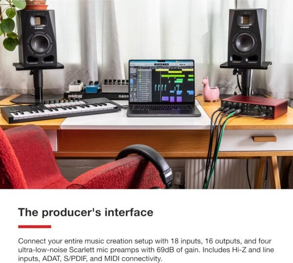 Focusrite Scarlett 18i16 4th Gen USB Audio Interface Studio Quality Music Production High-Fidelity