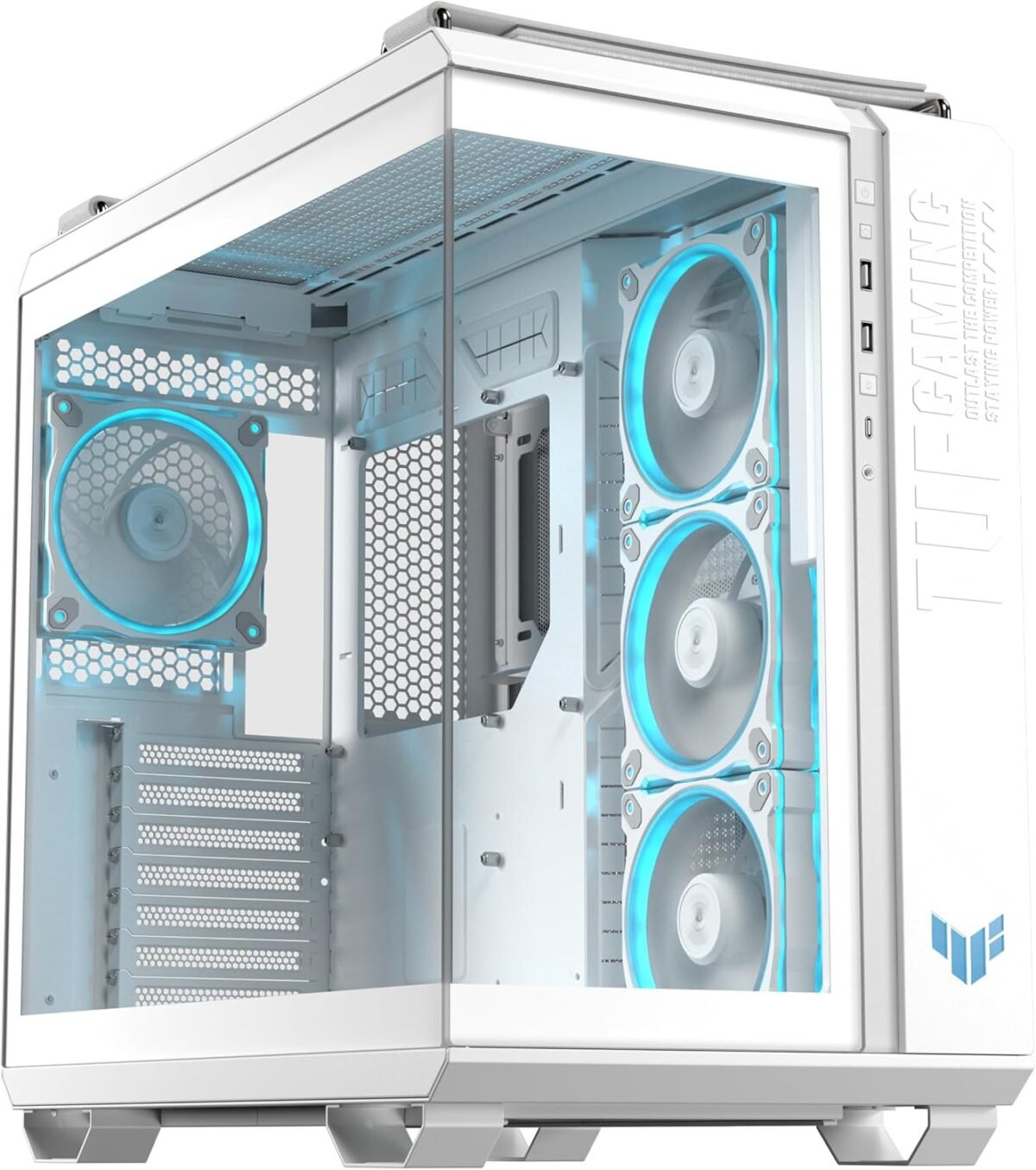 Asus TUF Gaming GT502 Horizon With Pre-Installed ARGB Fans Black Modular ATX Dual Chamber Case White - Image 2