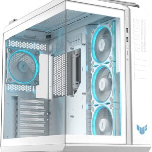 GT502 1 Asus TUF Gaming GT502 Horizon With Pre-Installed ARGB Fans Black Modular ATX Dual Chamber Case White