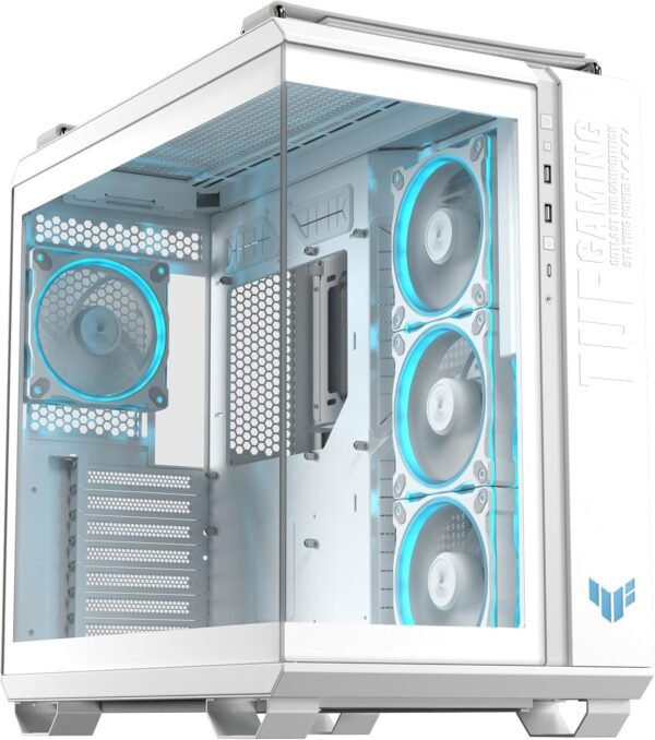 Asus TUF Gaming GT502 Horizon With Pre-Installed ARGB Fans Black Modular ATX Dual Chamber Case White