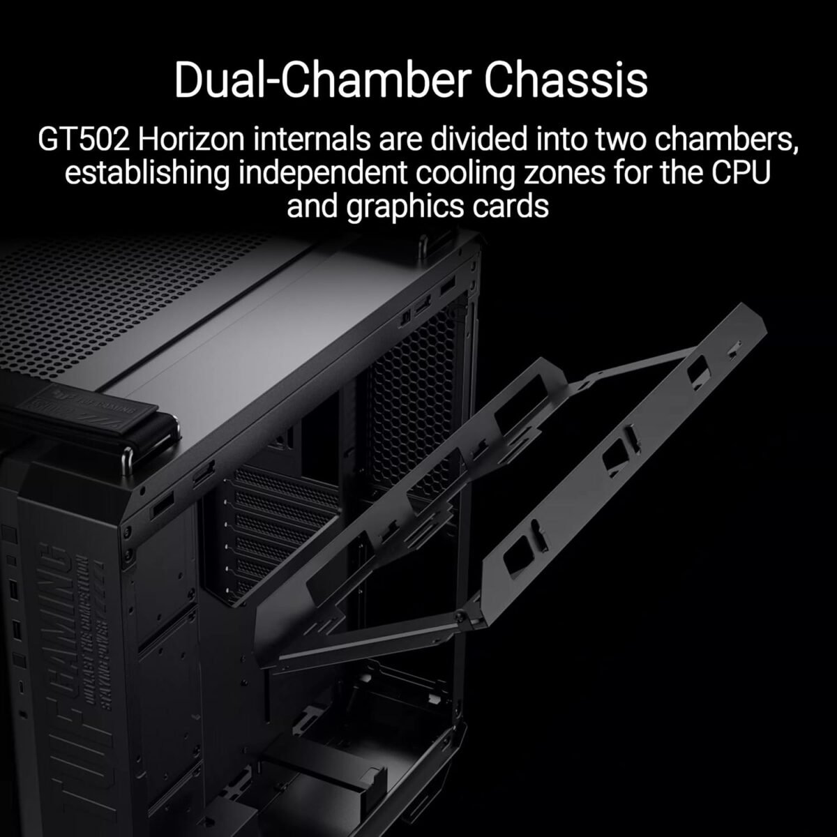 Asus TUF Gaming GT502 Horizon With Pre-Installed ARGB Fans Black Modular ATX Dual Chamber Case White - Image 3