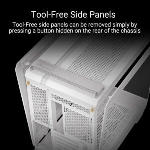 GT502 4 Asus TUF Gaming GT502 Horizon With Pre-Installed ARGB Fans Black Modular ATX Dual Chamber Case White