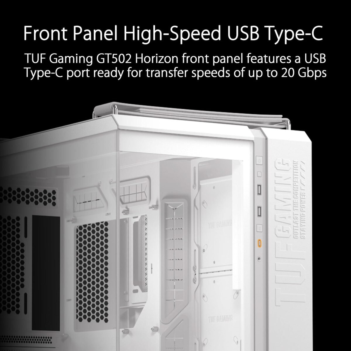 Asus TUF Gaming GT502 Horizon With Pre-Installed ARGB Fans Black Modular ATX Dual Chamber Case White - Image 6